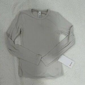 Lululemon Athletica Cream Ribbed Long Sleeve Top